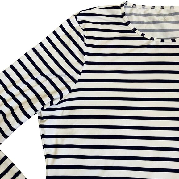 Lands’ End Womens Sz XL Nautical Striped Long Sleeve Rash Guard Top Nylon - Picture 10 of 15
